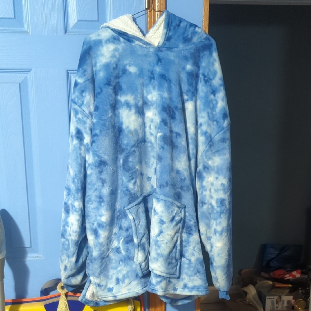 Huggle Blue Tie-Dye Hooded Sweatshirt